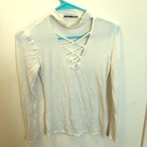 NEW Sexy Small LaceUp V Neck Shirt!